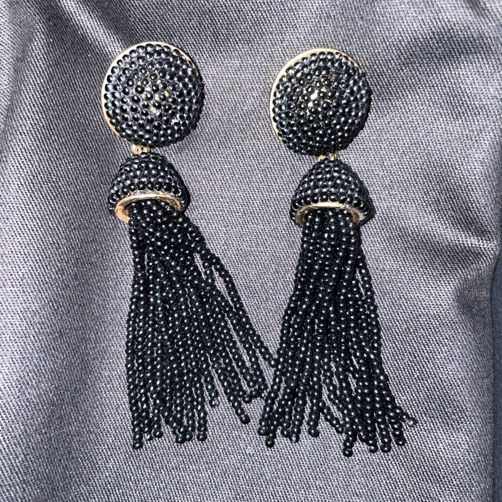 BaubleBar Black Tassel Beaded Earrings